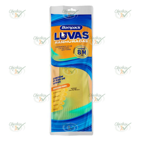 LUVA LONGA RANHURADA 37 CM COR NATURAL SEM FORRO - BOMPACK