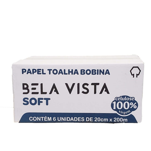 PAPEL TOALHA BOBINA SOFT 20 CM X 200 M CAIXA COM 6 ROLOS - BELA VISTA