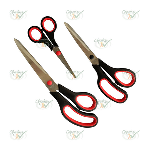 KIT DE TESOURAS USO GERAL SOFT COM 3 UNIDADES 14CM, 21,5CM E 25,5CM - CENTRAL COD.: 077017