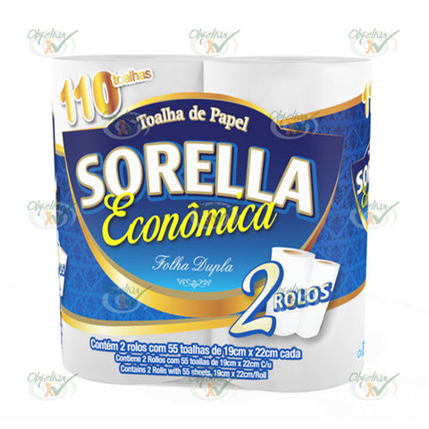 PAPEL TOALHA SORELLA ECONOMICA COM 02 UNIDADES 55 FOLHAS CADA - SORELLA REF.: 1210