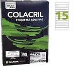 ETIQUETAS ADESIVAS CARTA 15 POR FOLHA 16,93MM X 147,64MM COM 100 FOLHAS - COLACRIL REF.: CC199L