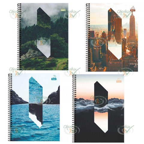 CADERNO 1X1 96 FOLHAS CAPA DURA ESPIRAL - FORONI QUATRO ELEMENTOS REF.: 30.8030-6